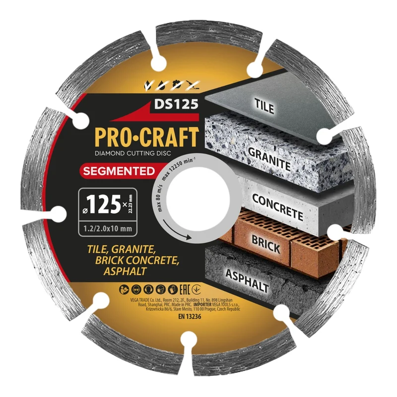 Procraft DS125 Diamanttrennscheibe 125 x 22,23 mm 10 Stück