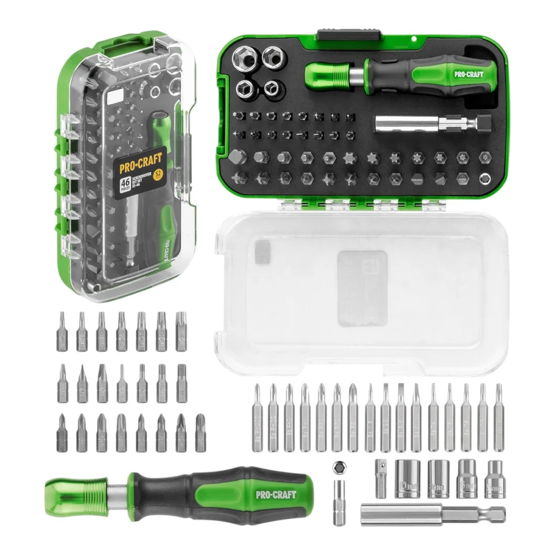 Procraft SS-46 Bit Set 46 tlg. 25 - 28 mm Phillips / Pozidriv / Torx / Hex / Schlitz