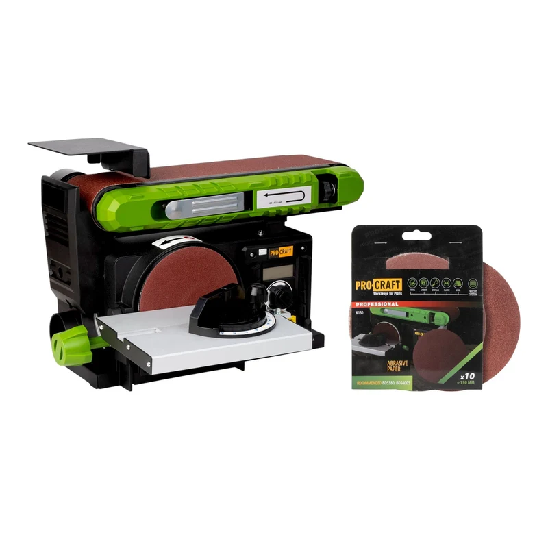 Procraft BDS400S Band- und Tellerschleifmaschine 400 Watt 915 x 100 mm + 10 tlg. Schleifpapier Set