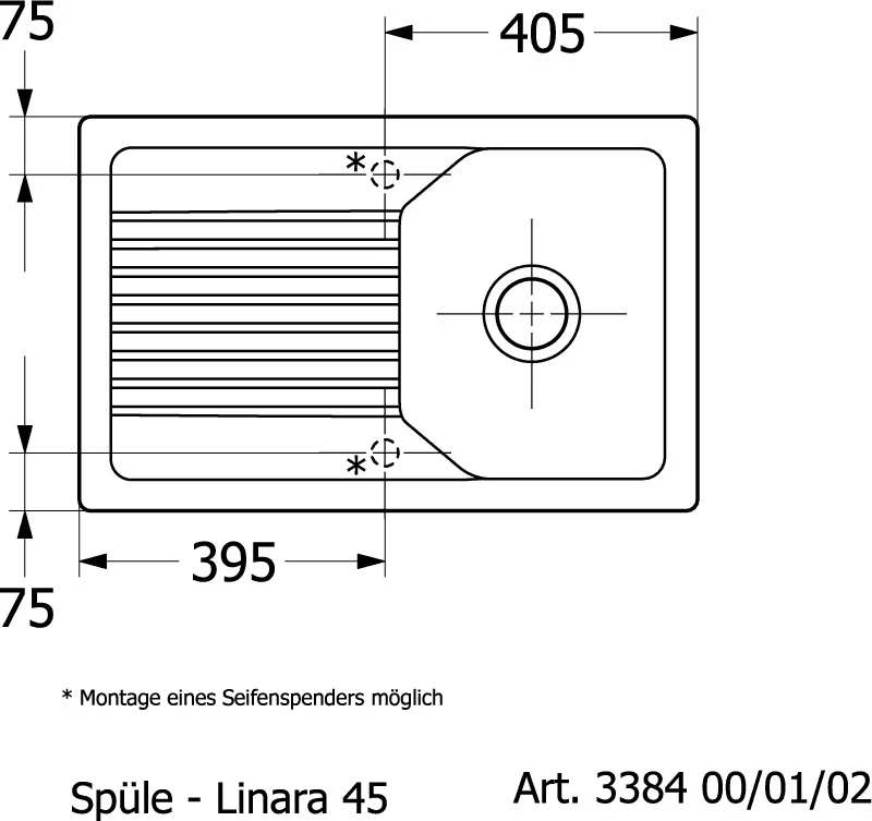 VILLEROY & BOCH Einbauspüle Linara 45 800x510mm Rechteck Stone CeramicPlus