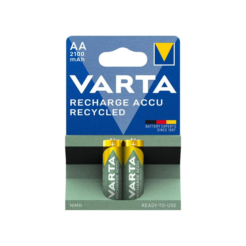 VARTA Akku NiMH Mignon AA HR06, 1.2V/2100mAh Accu Recycled, Pre-charged, Retail Blister (2-Pack)