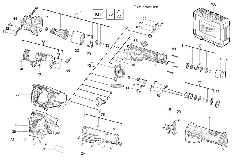 Milwaukee M18 BSX Ersatzteile (Code: 452670)