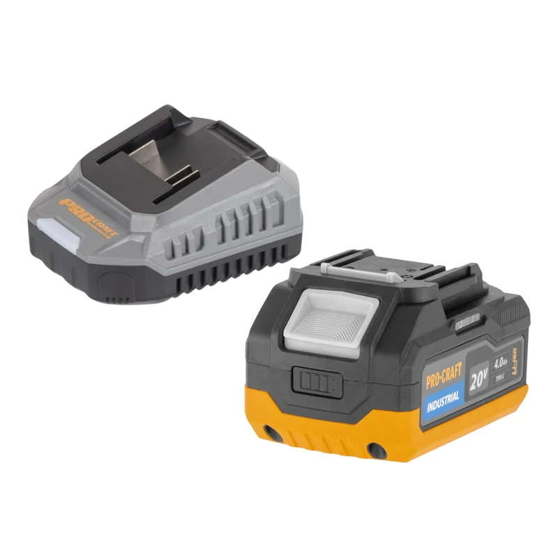 Procraft Industrial AG125Cbb Akku Flachkopf Winkelschleifer 20 V 125 mm Brushless + 1x Akku 4,0 Ah + Ladegerät + RHINO Toolcase