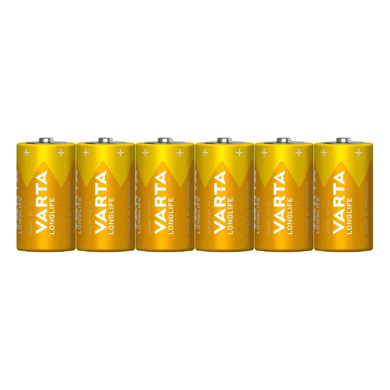 VARTA Batterie Alkaline Baby C LR14, 1.5V Longlife, Folienverpackung (6-Pack)