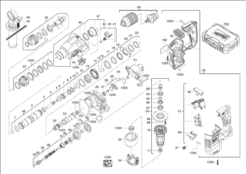 Milwaukee HD18 HX Ersatzteile (Code: 447206)