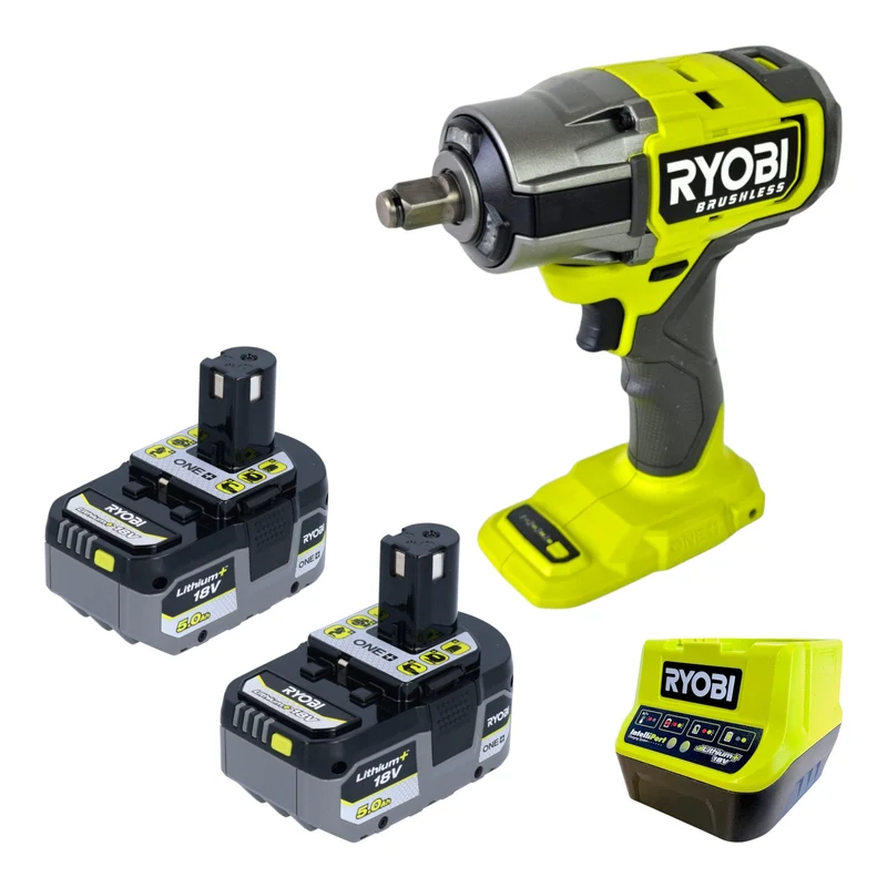 RYOBI RIW18BL-0 Akku Schlagschrauber 18 V 700 Nm Brushless + 2x Akku 5,0 Ah + Ladegerät