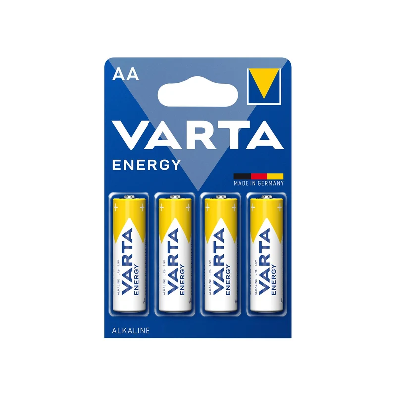 VARTA Batterie Alkaline Mignon AA LR06, 1.5V Energy, Retail Blister (4-Pack)