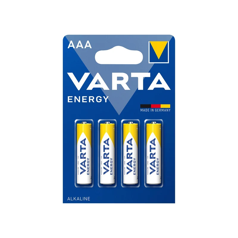 VARTA Batterie Alkaline Micro AAA LR03, 1.5V Energy, Retail Blister (4-Pack)