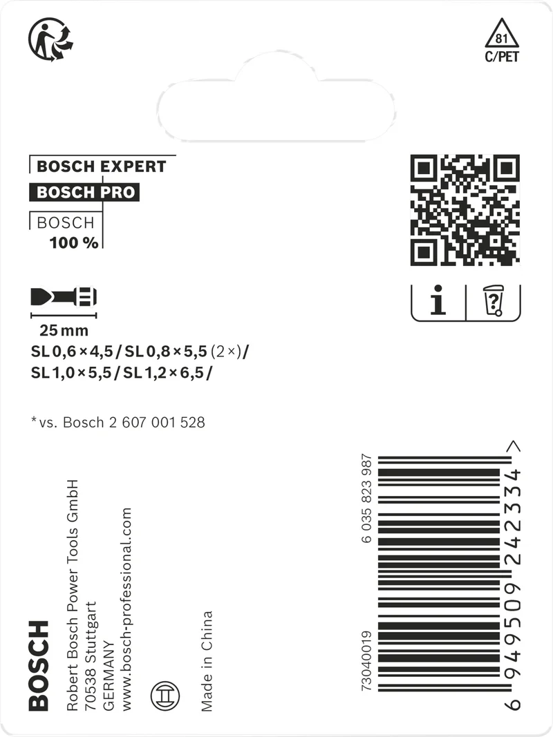 Bosch PRO SL Impact Bit Set (5-tlg: SL4,5 / SL5,5 / SL6,5 - Schlitz - Länge: 25 mm - ideal für Schlagschrauber)