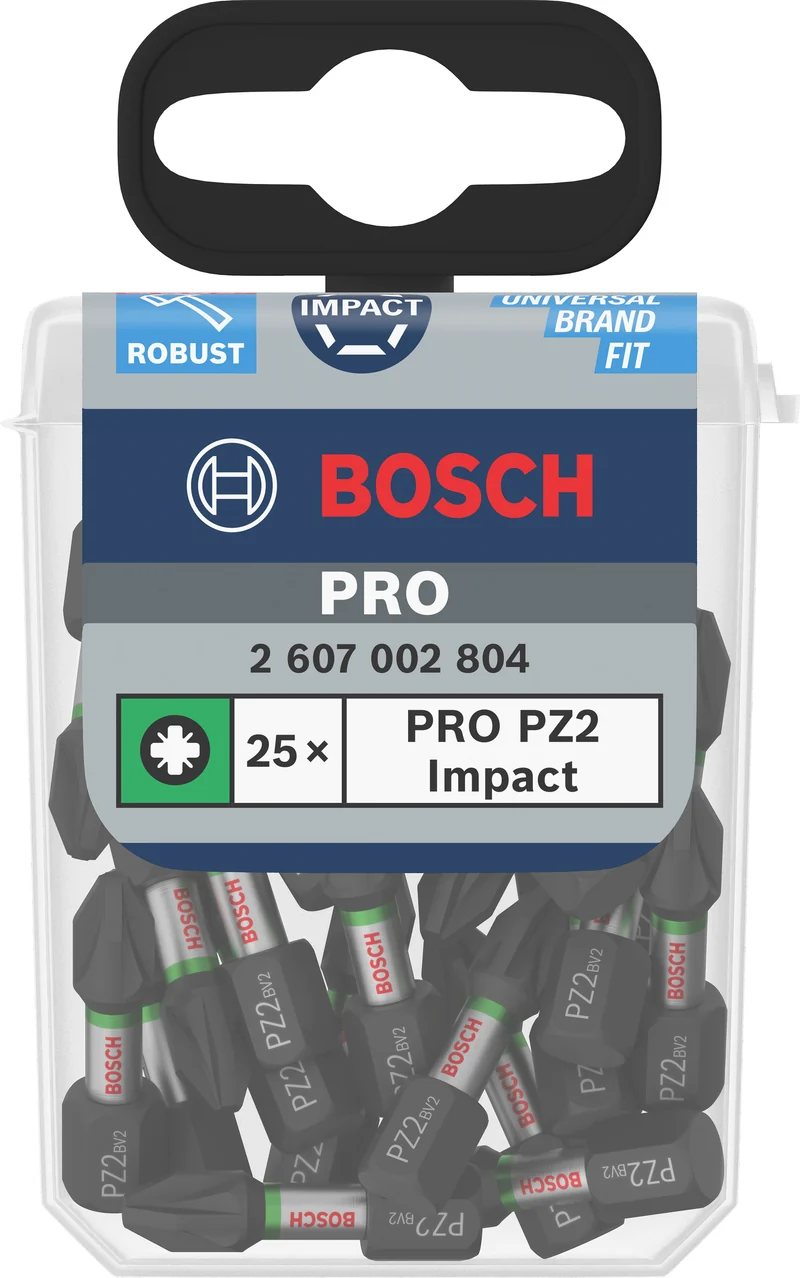 Bosch PRO Impact Bits 25er-Box mit 25 mm Länge (PH2 / PZ2 / T20 / T25 / T30, ideal für Schlagschrauber)