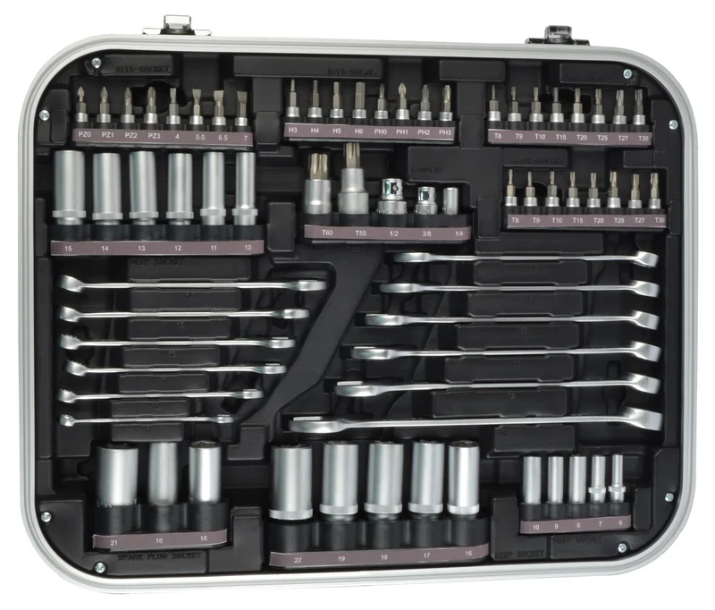 QUANTOOL - Steckschlüsselsatz, 226-tlg., 1/4"+3/8"+1/2"