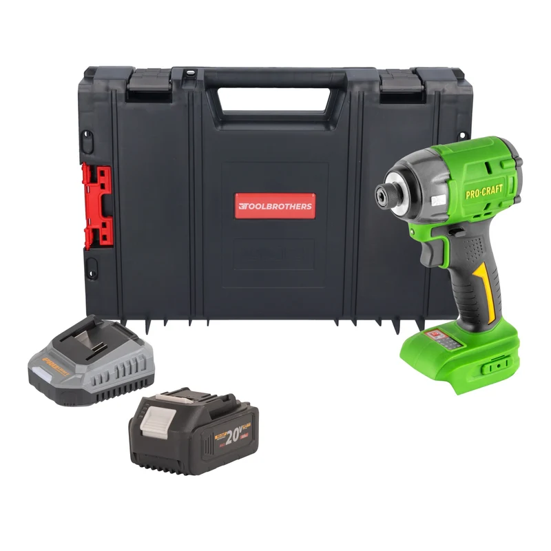 Procraft PS22bb Akku Schlagschrauber 20 V 230 Nm 1/4" Brushless + 1x Akku 4,0 Ah + Ladegerät + RHINO Toolcase