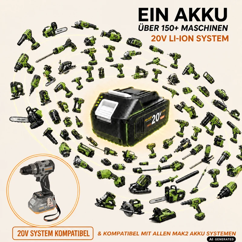 Procraft Industrial CD20Abb Akku Schlagbohrschrauber 20 V 85 Nm + 1x Akku 4,0 Ah + Ladegerät