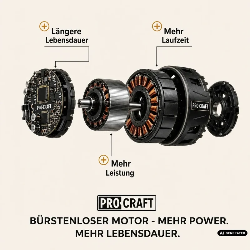 Procraft Industrial AG125Abb Akku Winkelschleifer 20 V 125 mm Brushless + 1x Akku 4,0 Ah + Ladegerät
