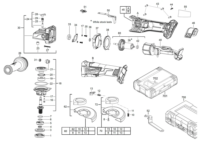 Milwaukee M18 CAG115X Ersatzteile (Code: 458508)