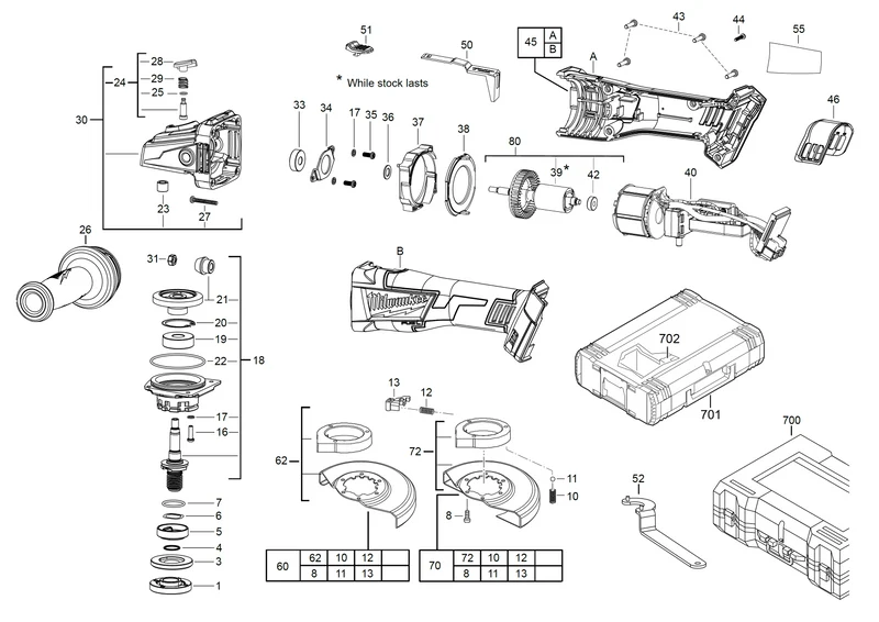 Milwaukee M18 CAG115X Ersatzteile (Code: 443926)