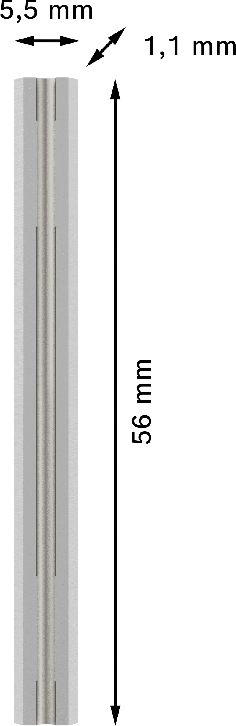 Bosch PRO Hobelmesser 56 mm (2er-Pack, zum Hobeln von Holz, Carbide-Schnittkante, Wendemesser, 56 × 5,5 × 1,1 mm)