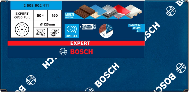 Bosch EXPERT O780 Folienschleifscheibe Ø 125 mm (50er-Pack, für das effiziente Schleifen verschiedenster Materialien)
