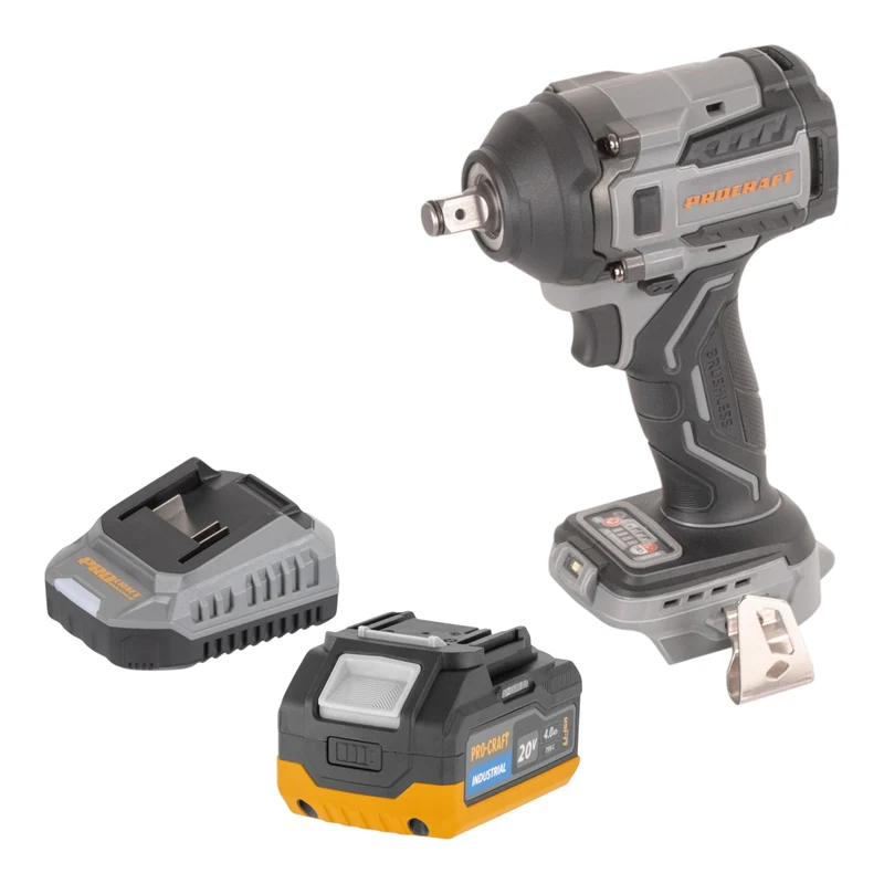 Procraft Industrial IW550Abb Akku Schlagschrauber 20 V 550 Nm 1/2" + 1x Akku 4,0 Ah + Ladegerät
