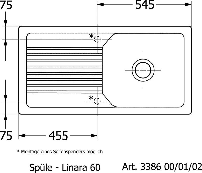 VILLEROY & BOCH Einbauspüle Linara 60 1000x510mm Rechteck Stone CeramicPlus