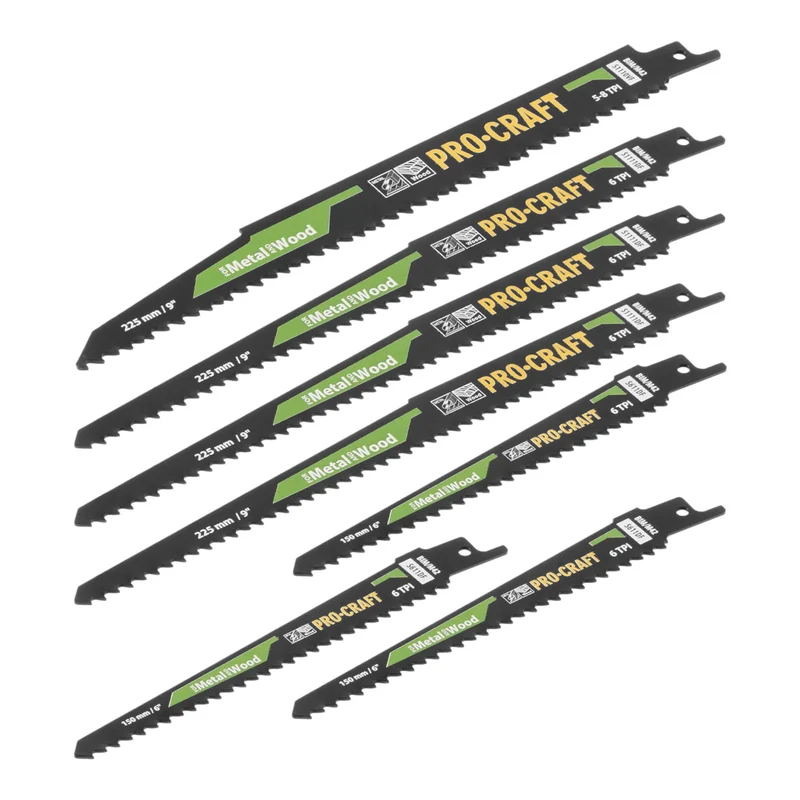 Procraft SB12 Säbelsägeblatt Set 12 tlg. 150 - 225 mm für Holz / Metall / Kunststoff