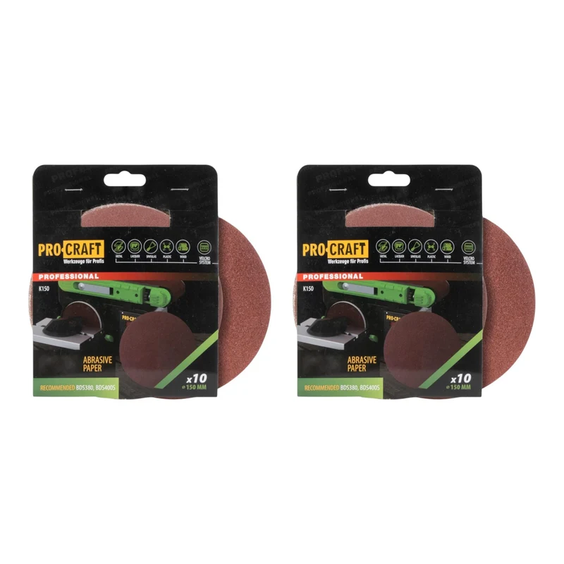 Procraft K150.180 Schleifpapier Klett 150 mm P180 20 Stk. für Exzenterschleifer