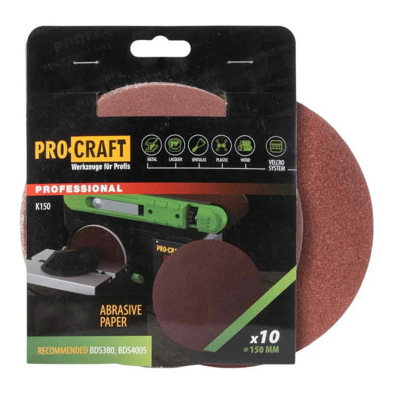 Procraft K150.180 Schleifpapier Klett 150 mm P180 20 Stk. für Exzenterschleifer