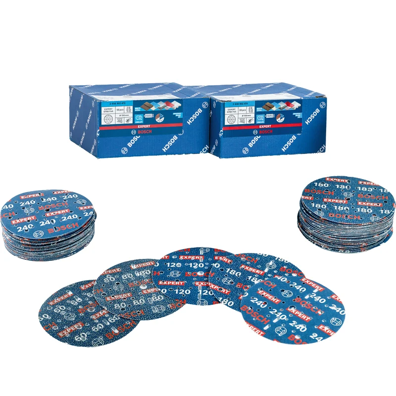 Bosch EXPERT O780 Folienschleifscheibe Ø 150 mm (50er-Pack, für das effiziente Schleifen verschiedenster Materialien)