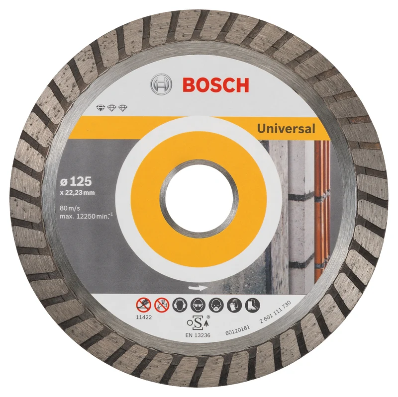 Bosch Diamanttrennscheibe Ø 125 mm für allgemeines Baumaterial (Standard for Universal Turbo, 125 x 22,23 x 2 x 10 mm)