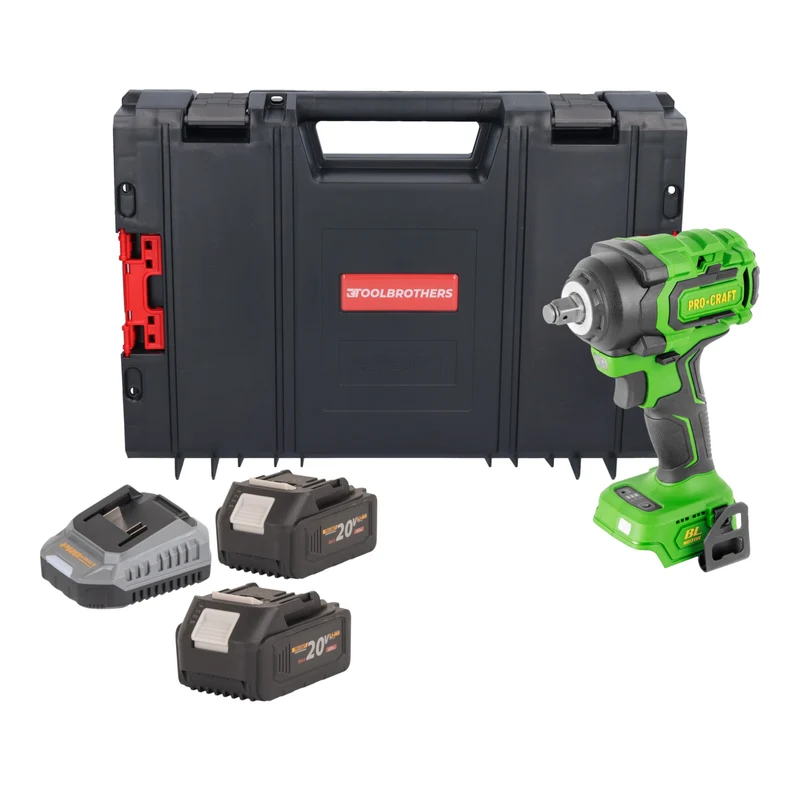 Procraft PWA18bb Akku Schlagschrauber 20 V 550 Nm 1/2" Brushless + 2x Akku 4,0 Ah + Ladegerät + RHINO Toolcase