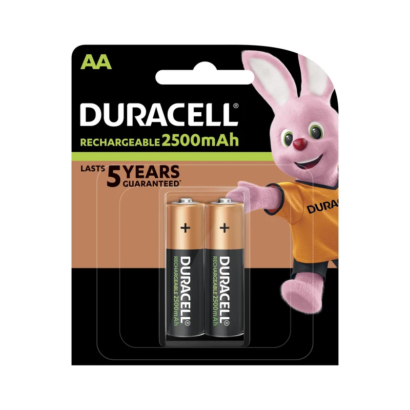 DURACELL Akku NiMH Mignon AA HR06, 1.2V/2500mAh Rechargeable, Pre-charged, Retail Blister (2-Pack)