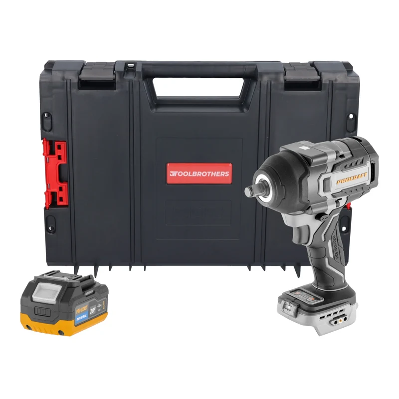ProCraft Industrial IW850A-BB Akku Schlagschrauber 20 V 850 Nm 1/2" Brushless + 1x Akku 4,0 Ah + RHINO Toolcase - ohne Ladegerät
