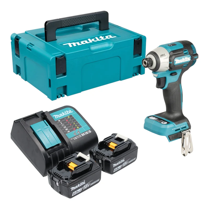 Makita DTD 201 SGJ Akku Schlagschrauber 18 V 210 Nm Brushless + 2x Akku 6,0 Ah + Ladegerät + Makpac