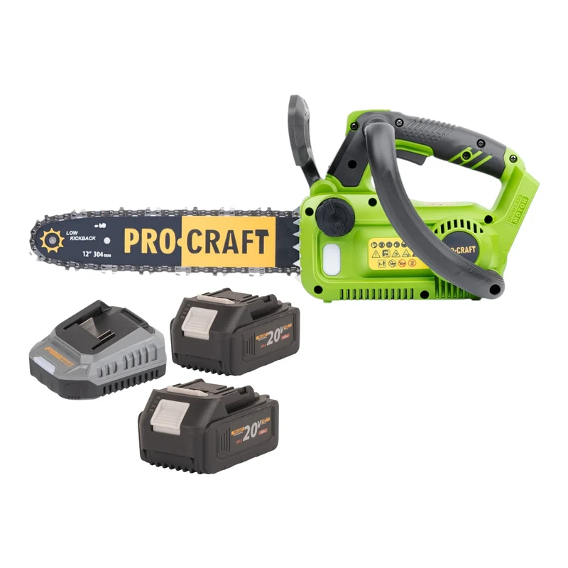 Procraft PKA42Libb Akku Kettensäge 20 V 304 mm Brushless + 2x Akku 4,0 Ah + Ladegerät