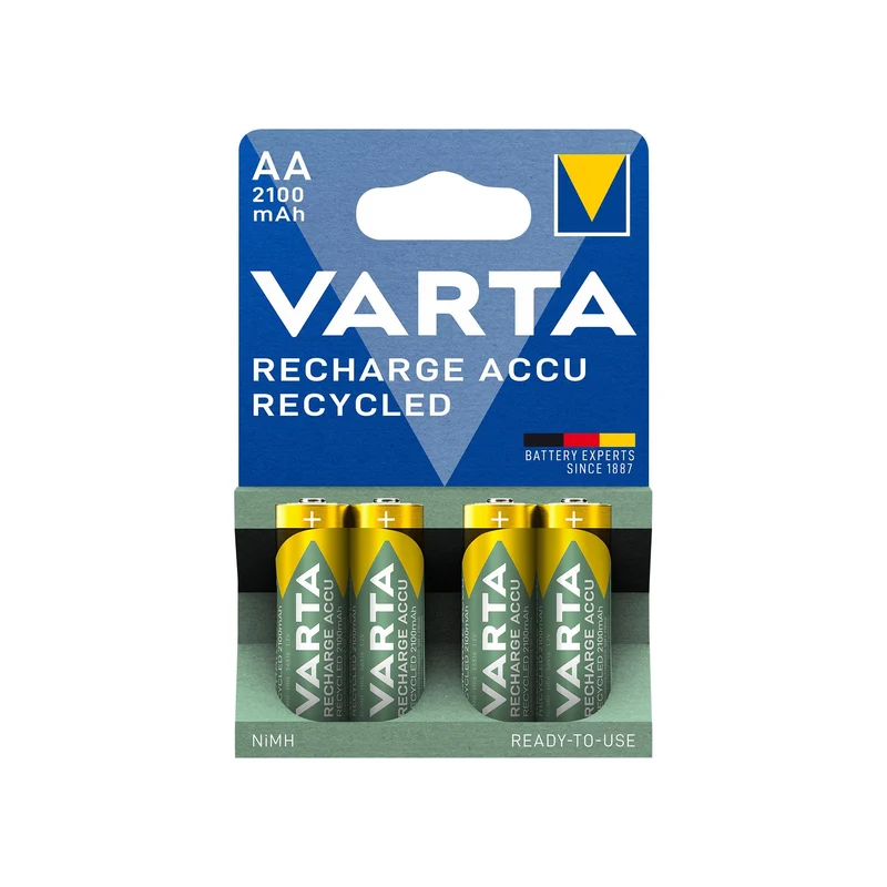 VARTA Akku NiMH Mignon AA HR06, 1.2V/2100mAh Accu Recycled, Pre-charged, Retail Blister (4-Pack)