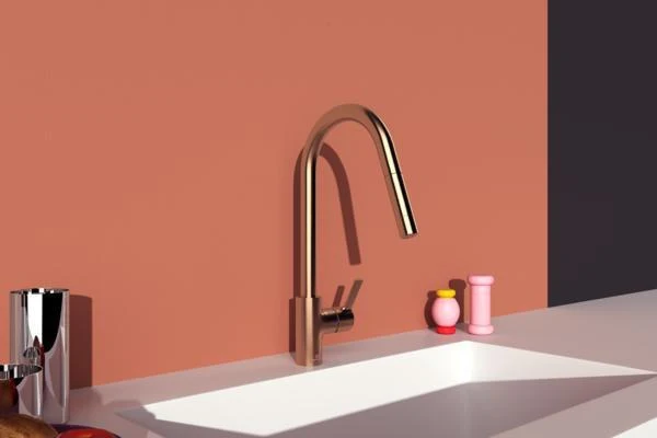 IDEAL STANDARD Gusto Küchenarmatur 240 mm Auslauf mit 1-Funktionshandbrause in Sunset Rose