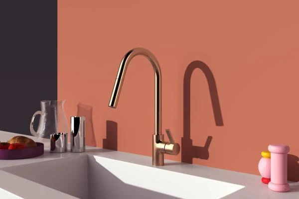 IDEAL STANDARD Gusto Küchenarmatur 240 mm Auslauf mit 1-Funktionshandbrause in Sunset Rose
