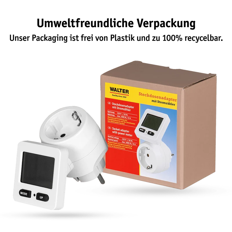 Steckdosenadapter mit Stromzähler