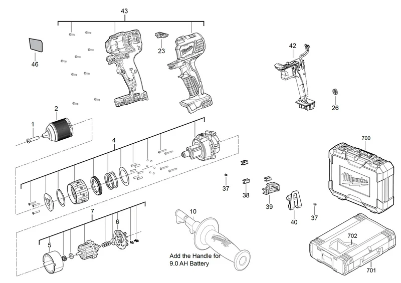 Milwaukee M18 BDD Ersatzteile (Code: 481210)