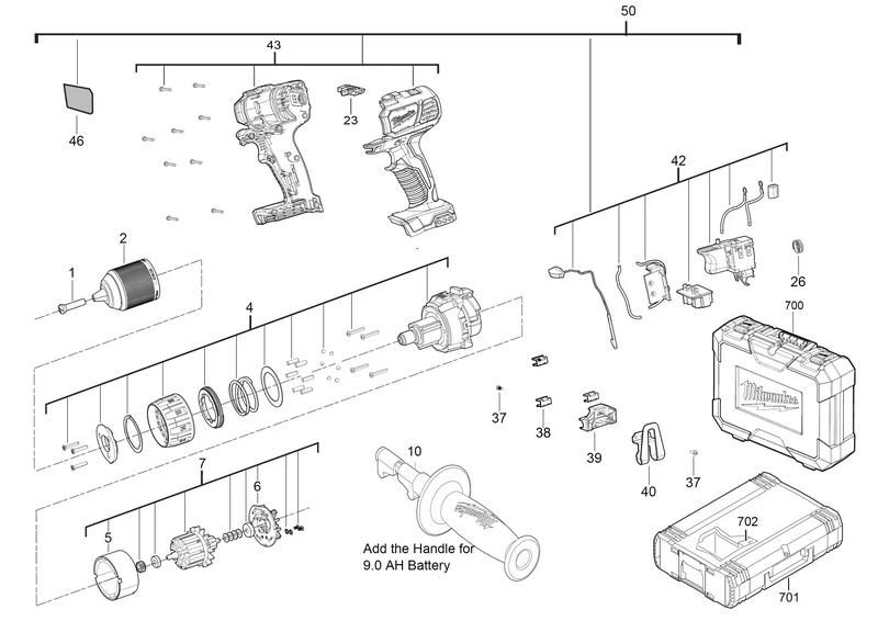 Milwaukee M18 BDD Ersatzteile (Code: 443531)