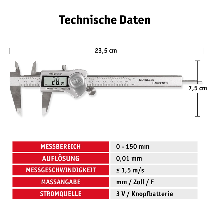 Digitale Schieblehre spritzwasserdicht
