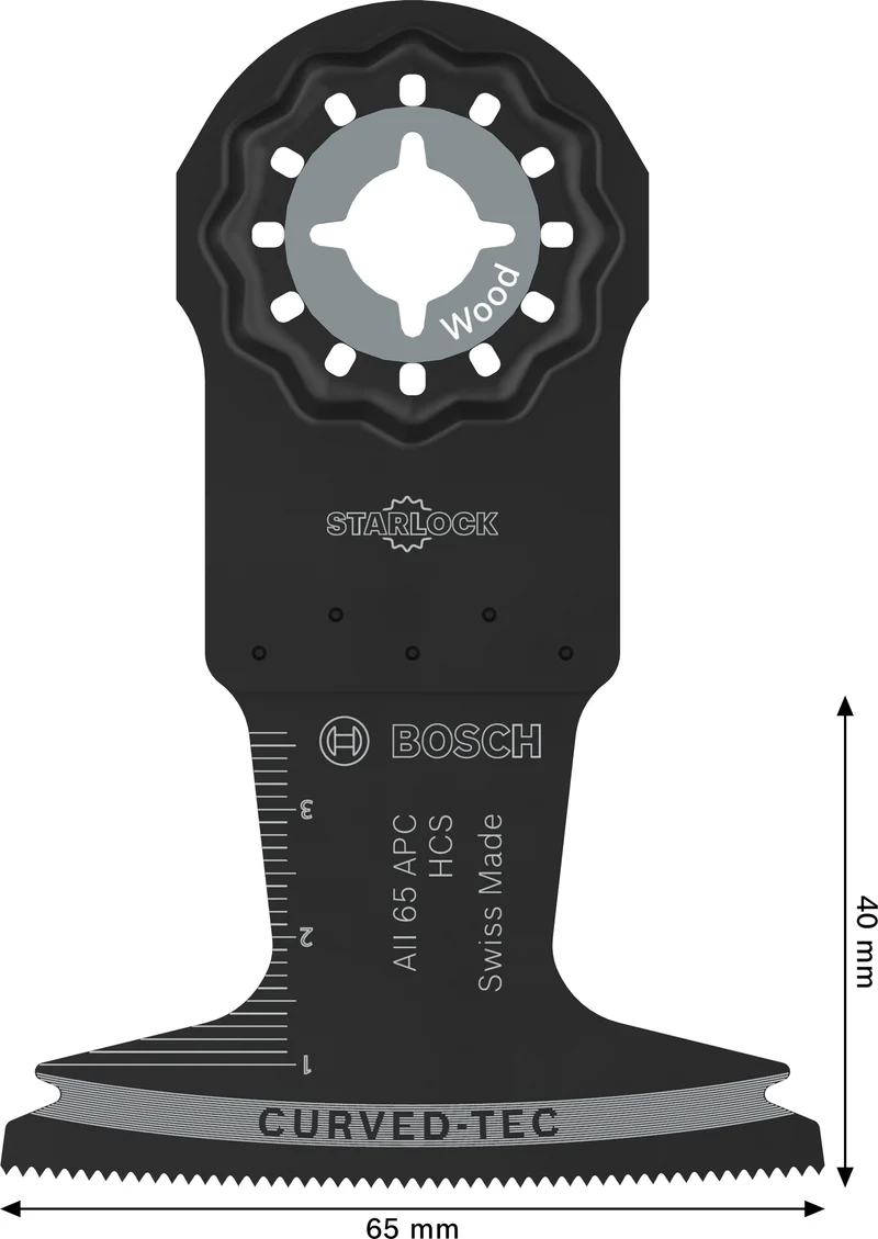 Bosch Tauchsägeblatt AII 65 APC (Starlock, für Weichholz, HCS, Curved-Tec, 65 x 40 mm)