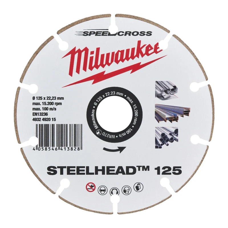 Milwaukee STEELHEAD Diamant-Trennscheibe Ø 125 mm (Speedcross, für Stahl, Edelstahl, NE-Metalle, Schnittbreite: 1,5 mm)