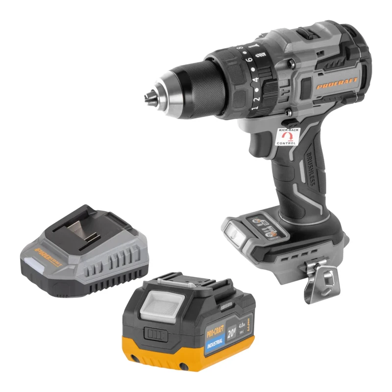 Procraft Industrial CD20B-BB Akku Schlagbohrschrauber 20 V 150 Nm Brushless + 1x Akku 4,0 Ah + Ladegerät
