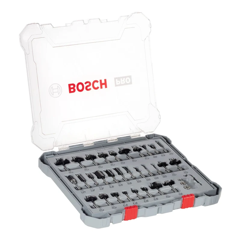 Bosch PRO Fräser Set Gemischt 30 tlg. 6,35 mm Shaft ( 2607017476 ) für Oberfräsen und Kantenfräsen