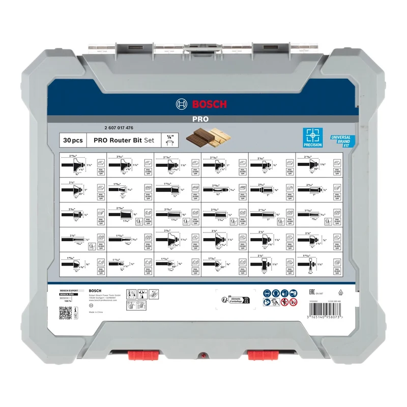 Bosch PRO Fräser Set Gemischt 30 tlg. 6,35 mm Shaft ( 2607017476 ) für Oberfräsen und Kantenfräsen