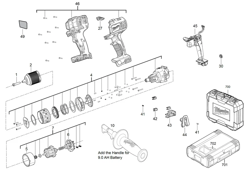 Milwaukee M18 BPD Ersatzteile (Code: 481211)
