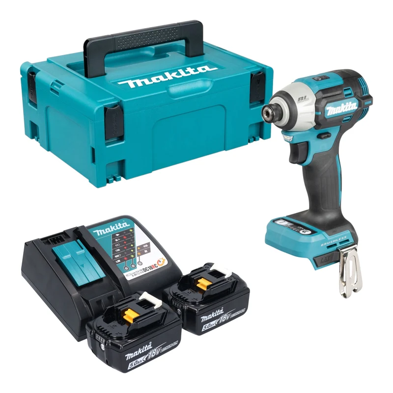 Makita DTD 201 RTJ Akku Schlagschrauber 18 V 210 Nm Brushless + 2x Akku 5,0 Ah + Ladegerät + Makpac