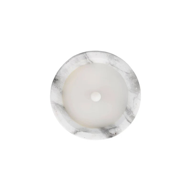 Star Trading LED-Kerze mit Marmorstruktur und warmweißer Flacker-LED, Timer-Funktion, batteriebetrieben, Höhe 15cm