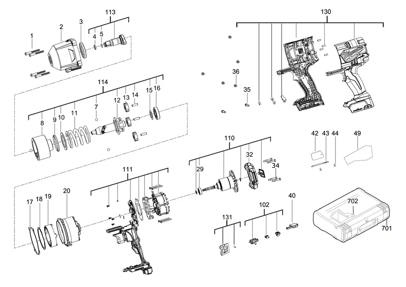 Milwaukee M18 ONEFHIWF12 Ersatzteile (Code: 481667)